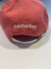 Nantucket red hat with blue island