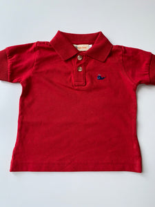 Red short sleeve polo with whale