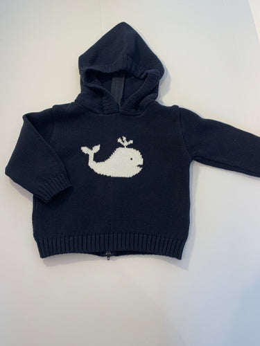 Navy Whale Zip back Sweater