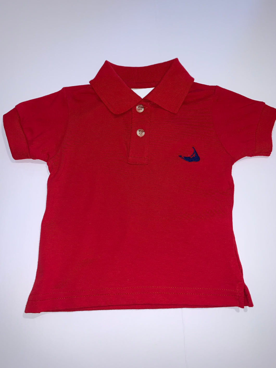 Red short sleeve polo with royal island