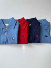 Navy short sleeve polo with lobster