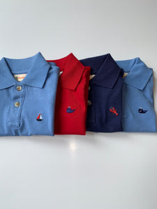 Navy short sleeve polo with lobster