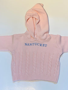 Pink Nantucket hooded sweater with back zipper
