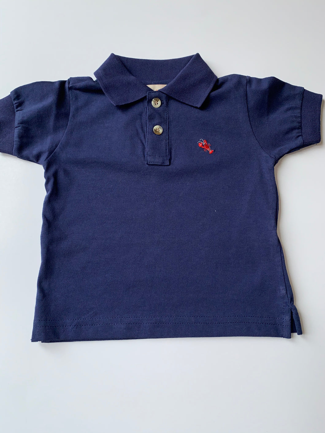 Navy short sleeve polo with lobster